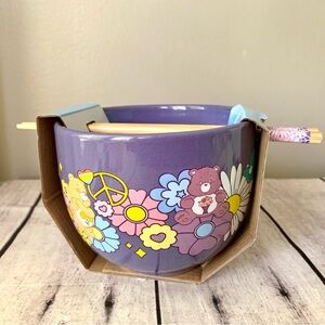 NEW Care Bears 20 Oz Ceramic Ramen Bowl and Chopstick Set